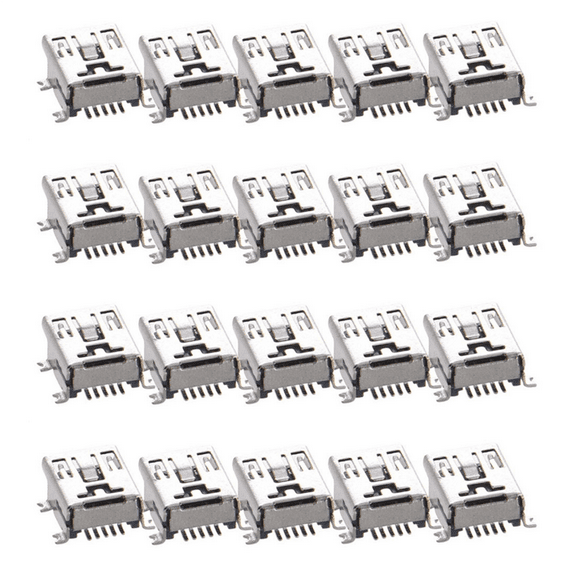 20 Pcs Mini USB Type B Female Port 5-Pin 180 Degree SMD SMT PCB Jack Socket