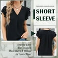 thumbnail image 4 of VDJ T Shirts for Women Short Sleeve Business Casual Tops Elegant Black Dressy Blouse in Summer 2024 Size S, 4 of 9