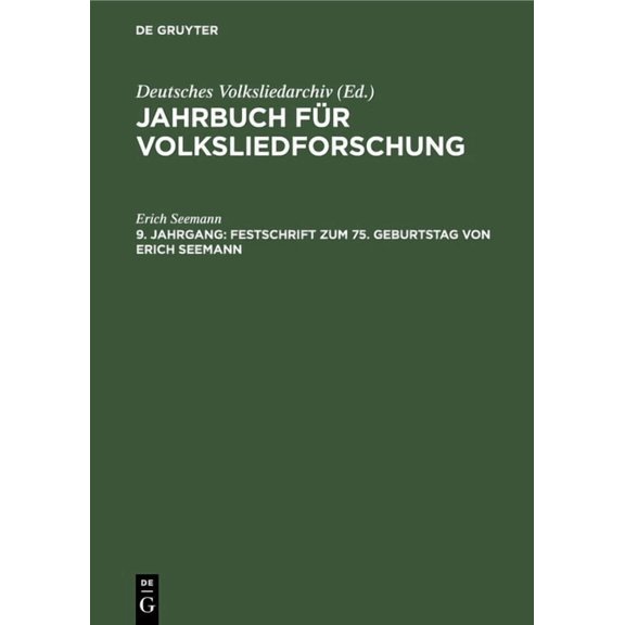 Festschrift Zum 75. Geburtstag Von Erich Seemann, (Hardcover)