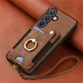 thumbnail image 4 of Phone Case for Samsung Galaxy S24 Plus S24+ 5G Wallet Cell Cover with Tempered Glass Screen Protector Slim Lanyard Wrist Strap RFID Ring Stand Credit Card Holder Slot S24Plus 24S + S 24 24+ Brown, 4 of 10