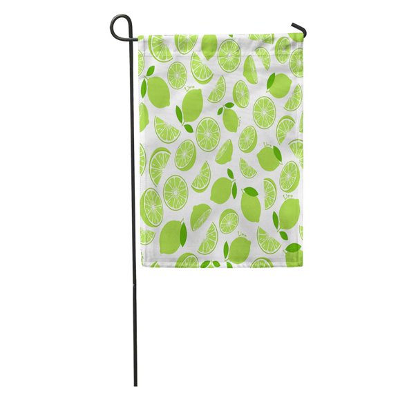 SIDONKU Colorful Pattern Lime Green Leaves Slice Citrus Tropical Fruits Raw and Vegetarian Food Leaf Garden Flag Decorative Flag House Banner 28x40 inch