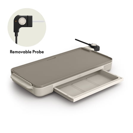 bella 10" x 20" Electric Griddle with Warming Tray, EverGood™ Ceramic Nonstick Coating & Removable Temperature Probe, Oatmilk