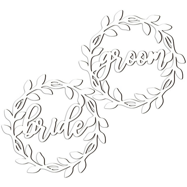 Miangastore 1 Set Bride Groom Wooden Chair Sign Wedding Reception Chair Sign for Bride Groom