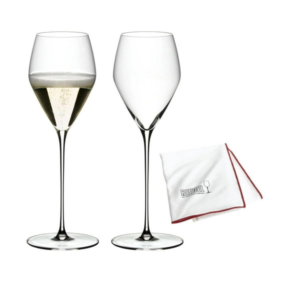 Riedel Veloce Champagne Wine Glasses (Set of 2) With Microfiber Polishing Cloth