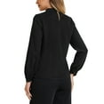 thumbnail image 3 of CAMISA DE CHIFFON CHIC INSPIRADA PARA MUJERES, BLUSA DE MANGA LARGA CON CUELLO ALTO, NEGRO, TAMAÑO S, 3 of 6