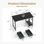 edx Office Desk with 2 Fabric Drawers & Headphone Hook, 40” PC Table Writing Desk with Storage Shelf, Computer Workstation for Bedroom Study, Black Grain