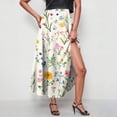 thumbnail image 5 of Oksale Womens Maxi Skirts with Pockets Vintage Flowy Boho Skirt Elastic High Waisted Plus Size Skirts 2026 White 3XL, 5 of 9