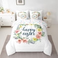 thumbnail image 2 of Feelyou Spring Flower Floral Bedding Comforter Set 7pcs, Happy Easter King Bedding Sets, Modern Western Festival Reversible Bed Sheets, Luxury Bedroom Decor, 2 of 7