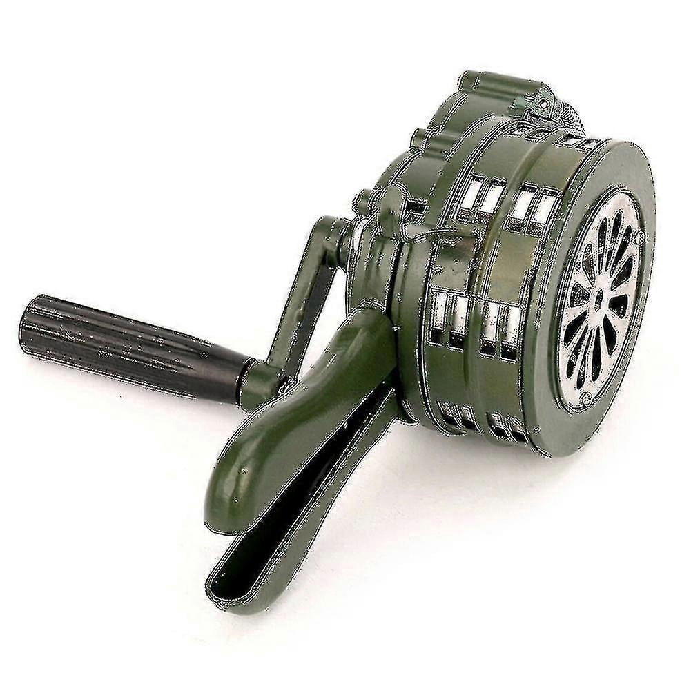 Hand Crank Siren – 110dB Manual Emergency Alarm With Foldable Handle, Adjustable Volume, No Power Needed (Green, Aluminum Alloy)