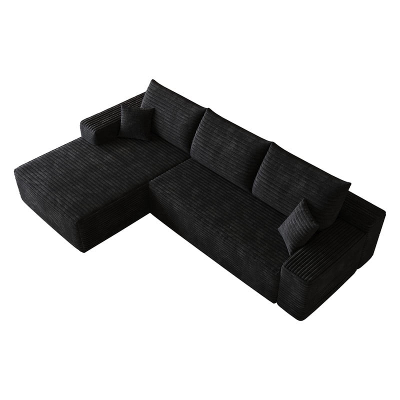 107" Cloud L-Shaped Sectional Sofa with Chaise, Modern Modular Couch with Deep Seat, Plush Corduroy Upholstered Sofa for Living Room, Bedroom & Apartment, No Assembly Required