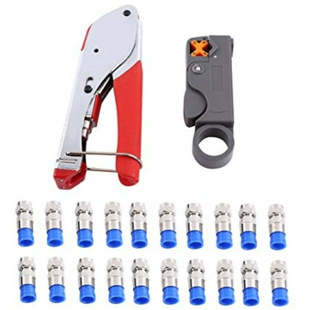 Connector Crimping Tool - Coaxial Cable Wire Stripper Compression Tool RG6 RG59 F Connector Wire Hand Crimping Pliers Tool