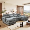 thumbnail image 2 of 110" U-Shaped Modular Sectional Sofa Cloud Couch in Grey Chenille, Memory Foam, Double Chaise Lounge for Living Room & Office, 2 of 11