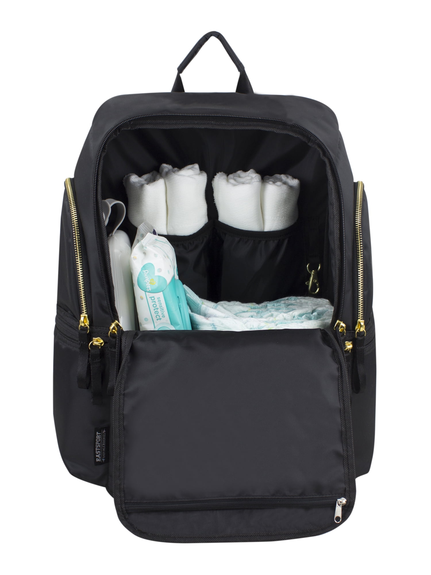 Eastsport Lafayette St. Large Capacity Multi-Function Backpack Diaper Bag with Changing Pad, Black