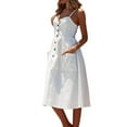 thumbnail image 2 of Uhndy Womens Summer Holiday Beach Button Through Ladies Sling Long Smock Sun Dress-LQ, 2 of 4