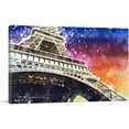 thumbnail image 1 of ARTCANVAS Eiffel Tower Purple Orange Home decor Canvas Art Print - Size: 26" x 18" (1.50" Deep), 1 of 9