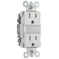 thumbnail image 1 of Pass & Seymour NTL885TRICC6 Nightlight & Double Receptacle, 15A, Ivory, 1 of 6