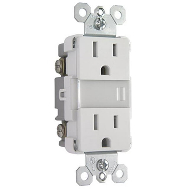 Pass & Seymour NTL885TRICC6 Nightlight & Double Receptacle, 15A, Ivory