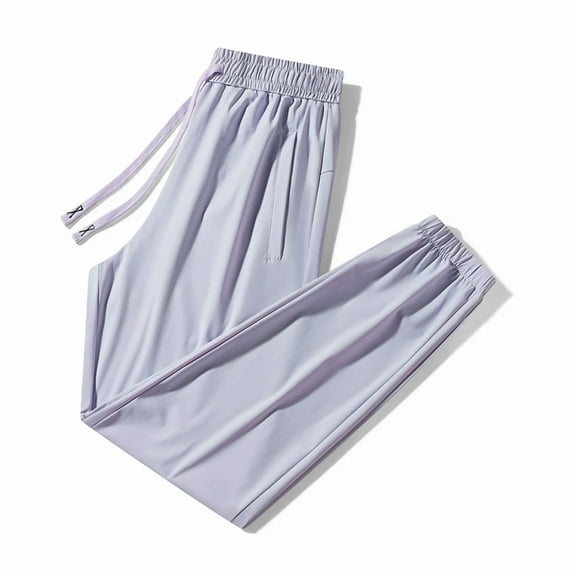 OSOLU Solid Color Cool Ice Silk Sweatpants Stretch Pants Women Cozy Jogging Sweatpants Trousers Daily Relaxed Fit Breathable Bottoms