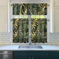 thumbnail image 3 of Kitchen Curtains 36 Inch Short - 3 Panel Set, Rod Pocket Window Curtain with Tropical Leaf Botanical Print, 100% Polyester for Farmhouse, Cafe, Kitchen, Bedroom, Easy Wash, 3 of 6
