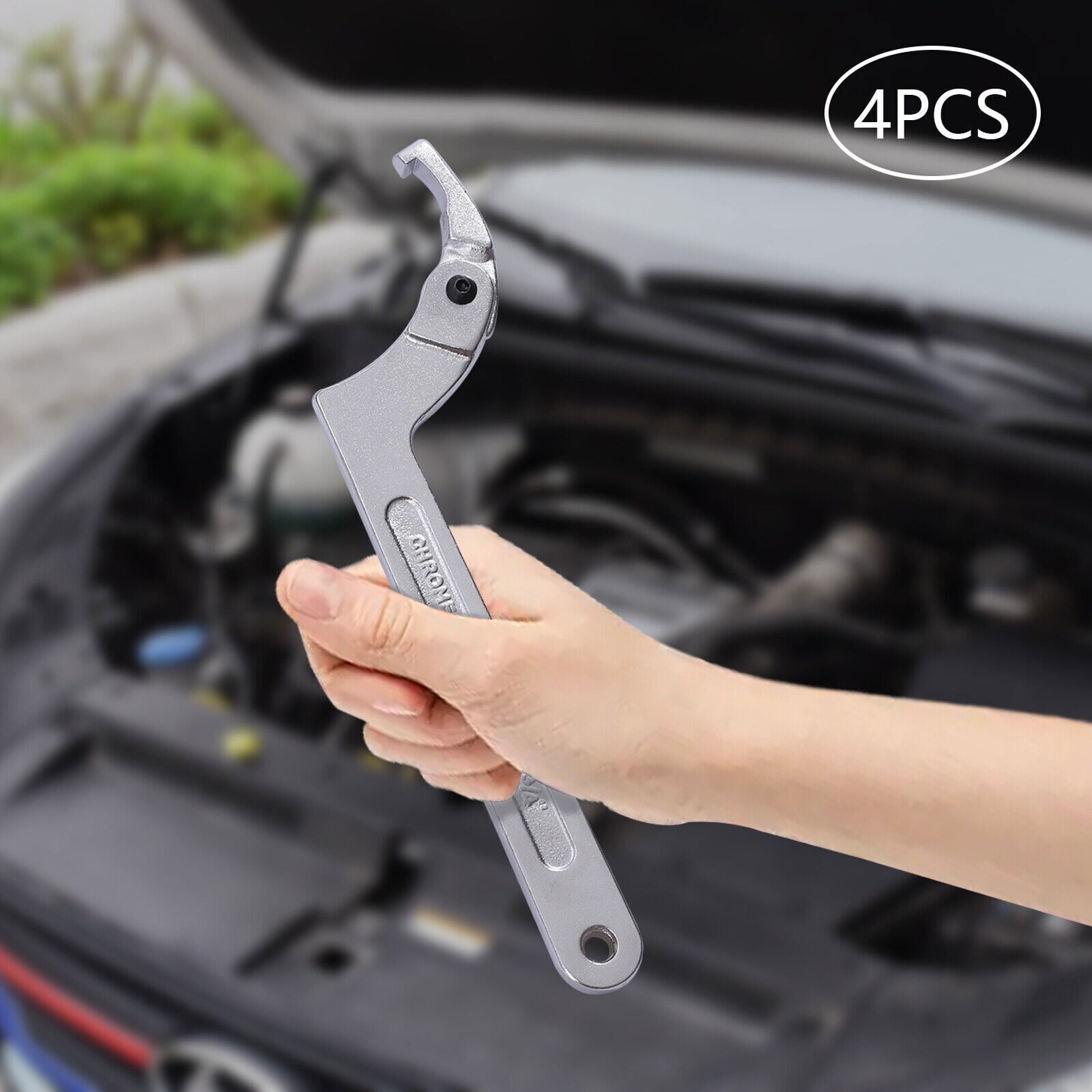 4 Pieces C Pin Spanner Hook Wrench Adjustable Spanner Wrench Set for Tighten Lock Nuts Bearings