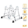 thumbnail image 2 of Escalera Plegable 2.7 m 8 Peldaños Aluminio Multiposiciones 150 kg Kingsman gris, 2 of 7
