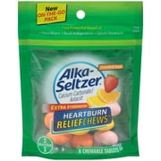 (4 pack) (4 Pack) Alka-Seltzer Extra Strength Heartburn Relief Chews Assorted Fruit, 8 Count