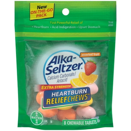 (4 pack) (4 Pack) Alka-Seltzer Extra Strength Heartburn Relief Chews Assorted Fruit, 8 Count