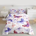 thumbnail image 2 of Homewish Dreamy Purple Butterfly Queen Comforter Set for Kids, Kawaii Cartoon Animal Bedding Sets, Leaf Plant Botanical Reversible Bedding Comforter Set, Microfiber Bedroom Decor, 3 Pieces, 2 of 8