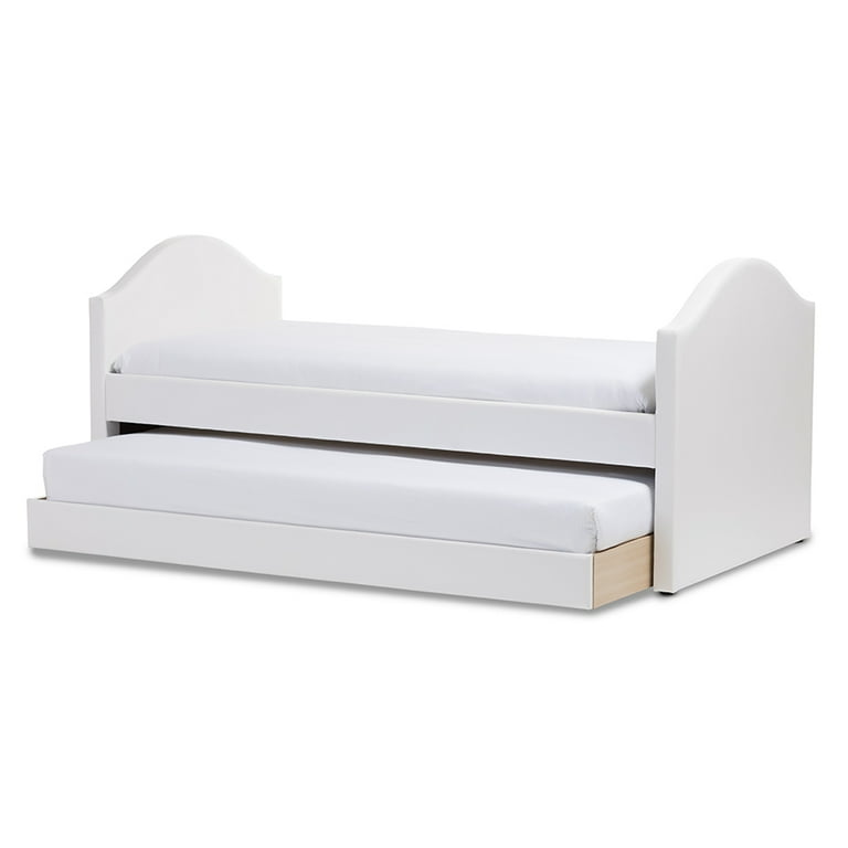 Baxton Studio Alessia White Faux Leather Upholstered Daybed with Guest Trundle Bed Baxton Studio Alessia White Faux Leather Upholstered Daybed with Guest Trundle Bed