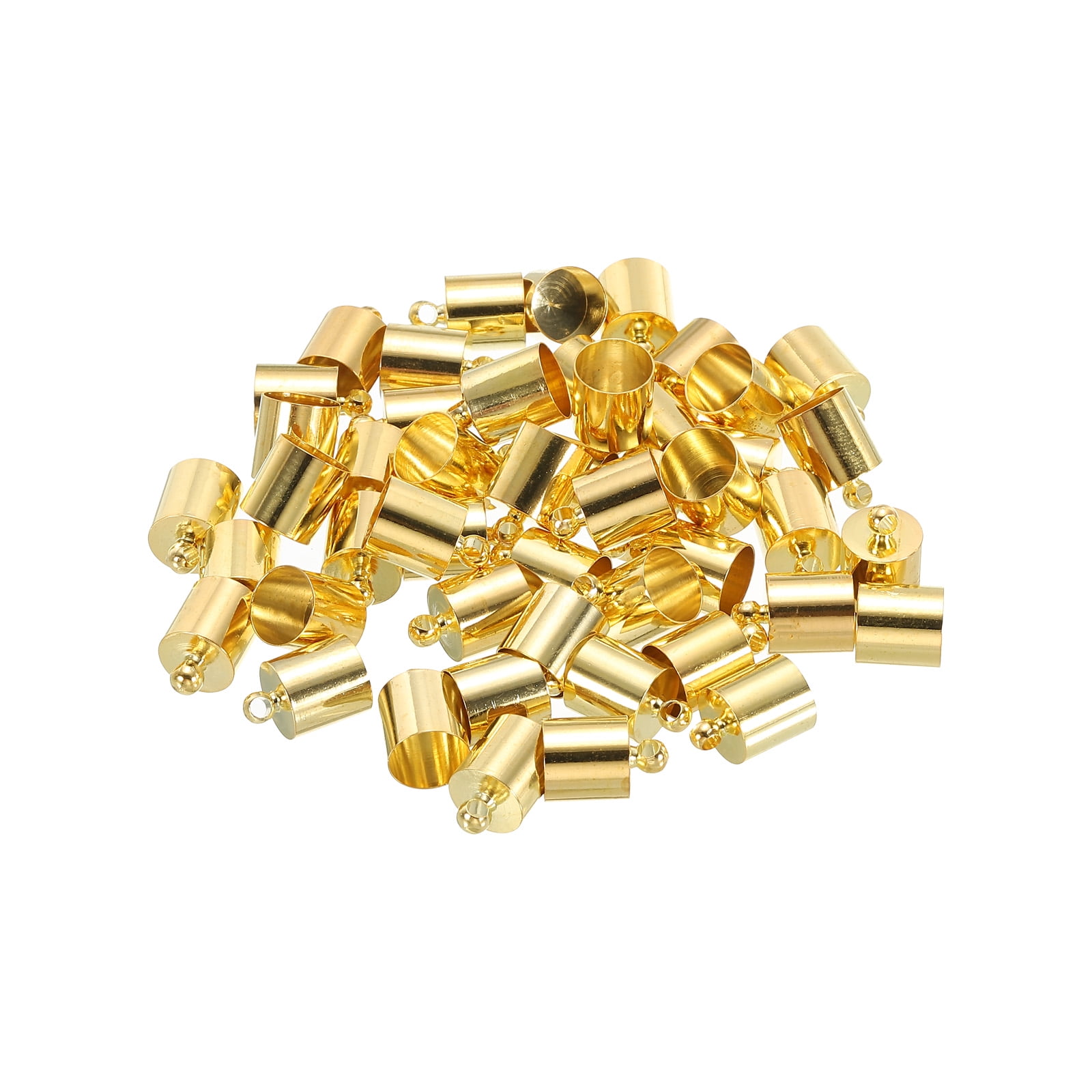 50Pcs Cord End Caps 7.5mm End Cap Barrel Beads Kumihimo End Caps Brass