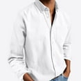 thumbnail image 2 of Lumtrix Men's Linen Shirts Casual Button Down Long Sleeve Shirt Solid Collar Summer Beach Shirts with Pocket White XL, 2 of 5