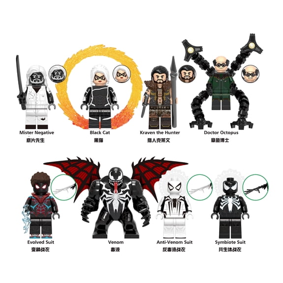 8 Pcs Super Hero Action Figures Building Blocks Set, 1.77Inch Doctor Octopus Venon Minifigures Building Blocks Toy for Boys Kids Teens Birthday Party Gift