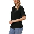 thumbnail image 4 of INSPIRE CHIC Women's Cowl Neck Short Sleeve Casual Stretchy Top XL Black, 4 of 6
