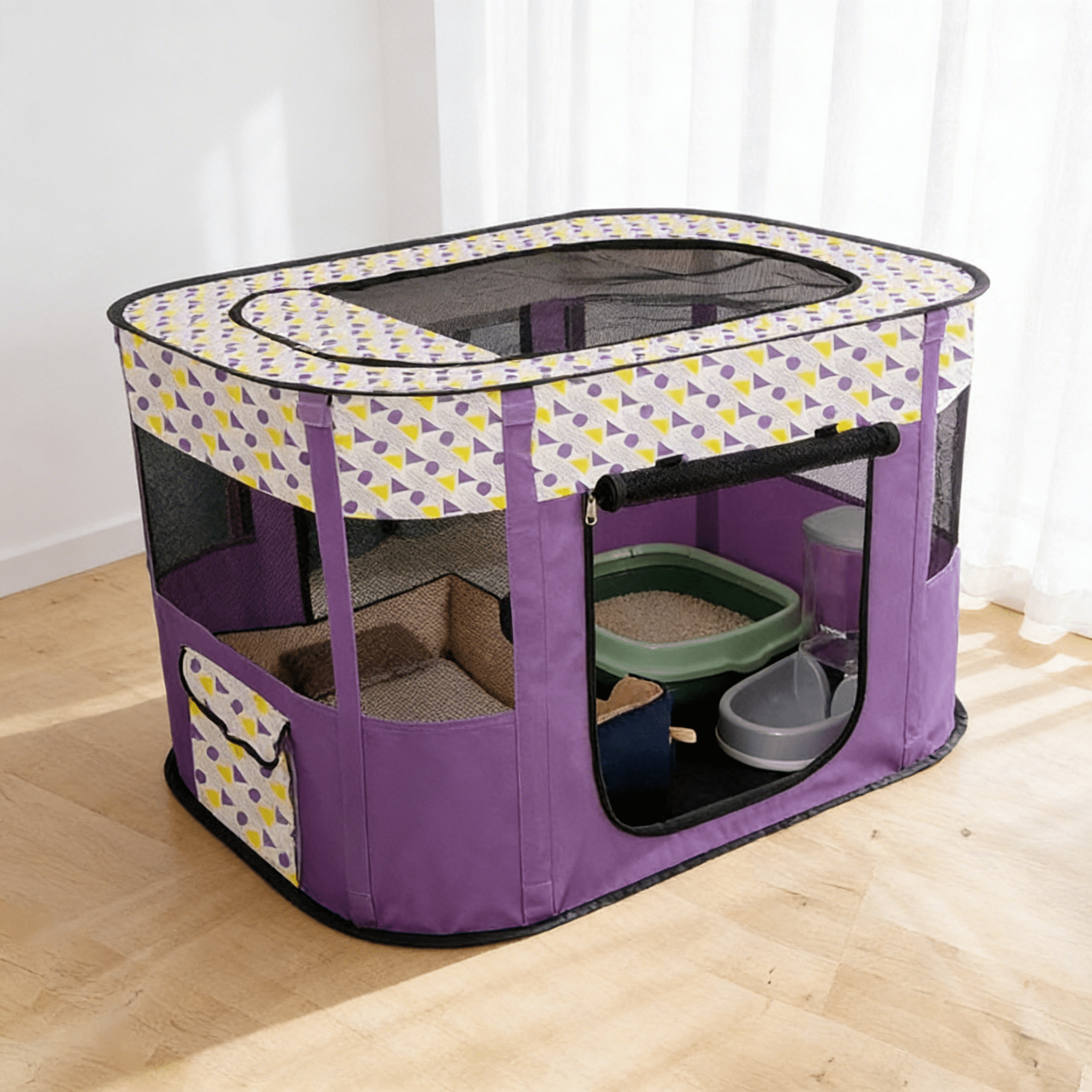 ZULAR 2026 New Cat Playpen,Interactive Skylight Design Puppy Playpen,Perfect for Small Pets Dog Tent,M, for Pets, Indoor Play, Outdoor Use, Travel, Safe Space, Exercise.