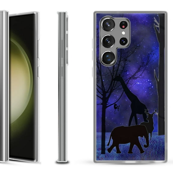 Shockproof Gel Phone Case for Samsung Galaxy S23 Ultra 5G, by OneToughShield ® - Midnight Safari