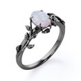 thumbnail image 3 of JeenMata Inspired by Nature - 0.5 Carat Oval Shape Rainbow Opal - Four Prong Setting Engagement Ring - 18K Black Gold Plating over Silver, 3 of 5