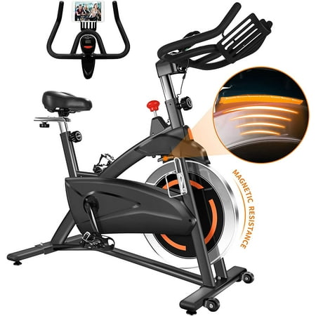 FDW Exercise Bike Indoor Stationary Cycling with Seat Cushion Belt-Drive Workout Bike Magnetic Resistance 40LBS