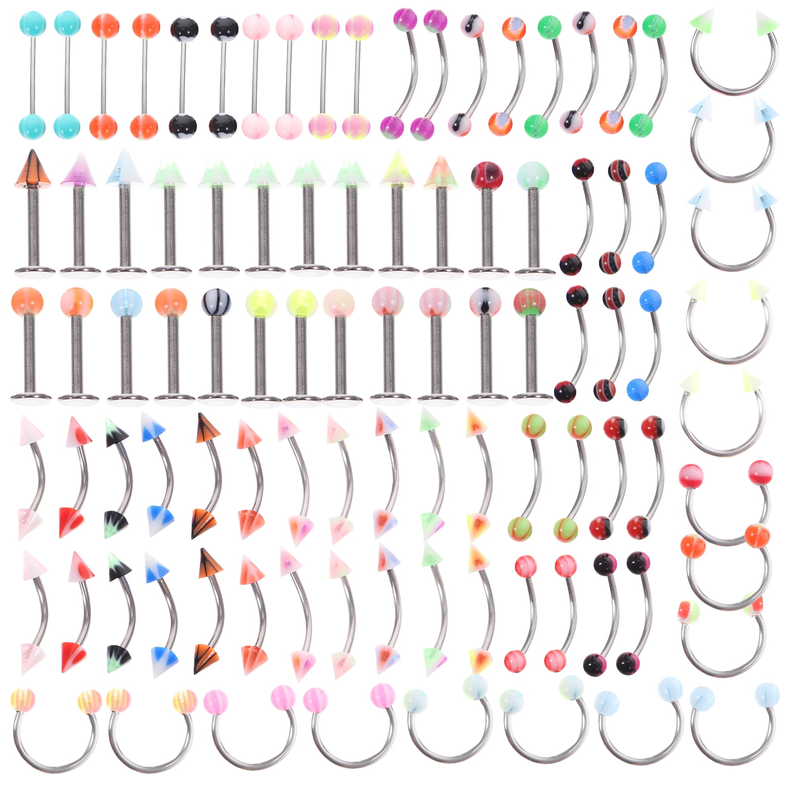 1 Set Body Jewelry Piercing Kit Eyebrow Navel Tongue Lip Bar Nose Rings Decors
