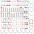 thumbnail image 1 of 1 Set Body Jewelry Piercing Kit Eyebrow Navel Tongue Lip Bar Nose Rings Decors, 1 of 7