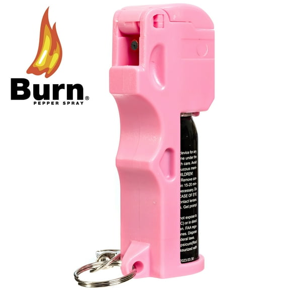 BURN Pepper Spray for Self Defense - Max Strength OC Spray - 1/2oz Flip Top - Pink