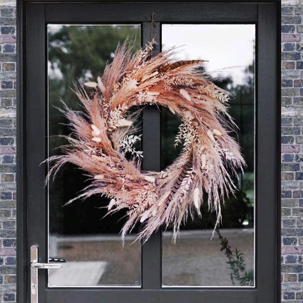 Elegant Brown Pampas Grass: 35pcs Dried Flowers for Balcony and Vase Arrangements