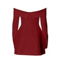 thumbnail image 5 of vigerkar Women's Sexy Bodycon Off The Shoulder Mesh Long Sleeve Elegant Cocktail Party Mini Dresses Red, XL, 5 of 5