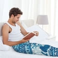 thumbnail image 4 of Uemuo Sea Underwater Animals Pattern Men's Wide Leg Palazzo Lounge Pants with Pockets Light Weight Loose Comfy Casual Pajama Pants-Large, 4 of 9