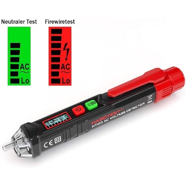 Detector de voltaje sin contacto TUNC probador de voltaje 12V/48V-1000V pantalla LCD linterna LED