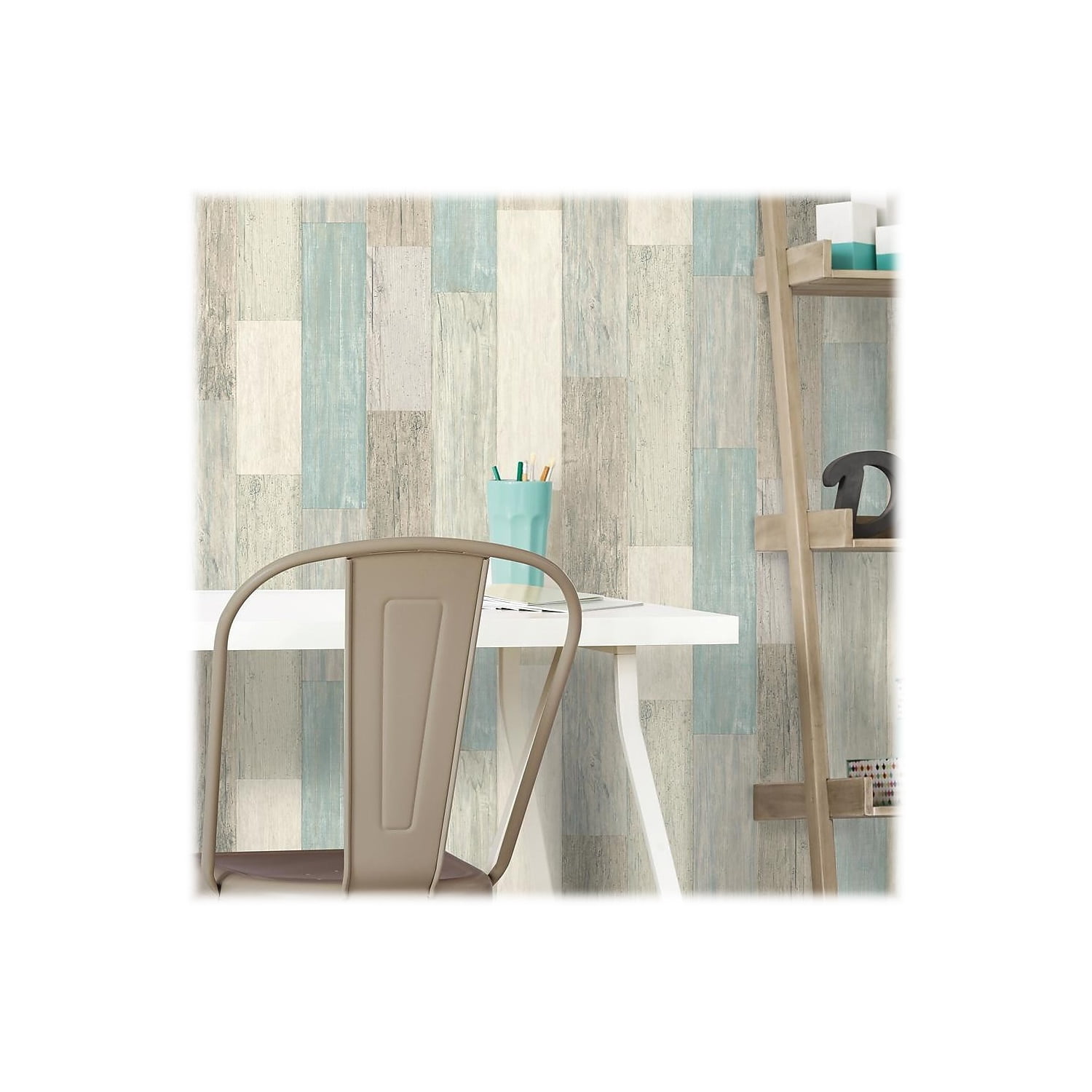 York Wallcoverings York Wallcovering B31-Peel & Stick Wallpaper Weathered Wood Plank Vinyl 20.5" x