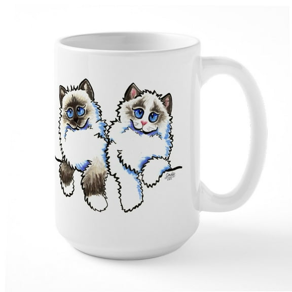 CafePress - Ragdolls Pair Off Leash Art™ Mug - 15 oz Ceramic Large White Novelty Mug