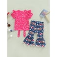 thumbnail image 4 of Bagilaanoe 2pcs Toddler Baby Girl Long Pants Set Print Short Sleeve T-Shirt Tops + Flared Trousers 6M 12M 18M 24M 3T 4T Kids Casual Outfits, 4 of 8