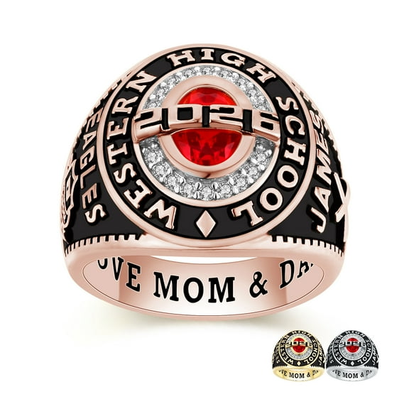 Mementos Sterling Silver or 10KT Gold Customized Men Class Ring for High School College University