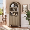 thumbnail image 6 of 72" Tall Arched Bookcase, Oak Large Floor Standing Bookshelf with Fluted Doors, Book Case for Living Room Hallway Kitchen Home Office Bedroom, 6 of 7