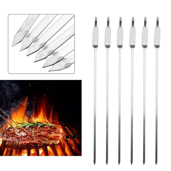 Brochetas De Acero Inoxidable 6 Uds Barbacoa Larga Deslizante
